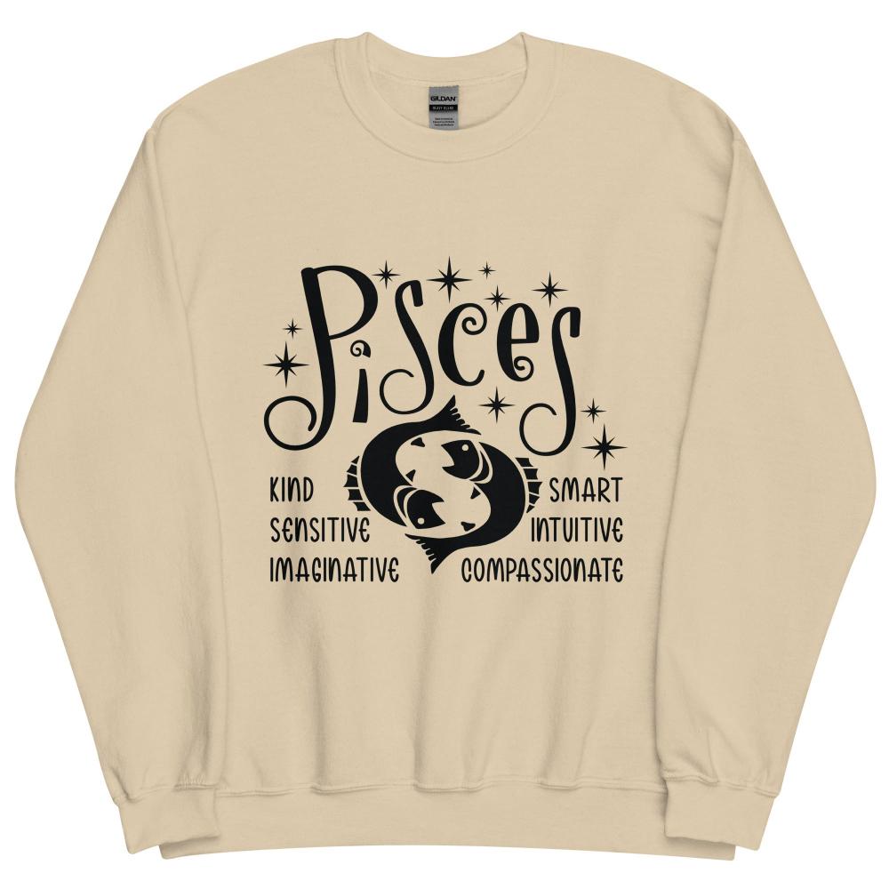 Pisces Zodiac Positive Traits Sweatshirt - Sand Color - https://ascensionemporium.net